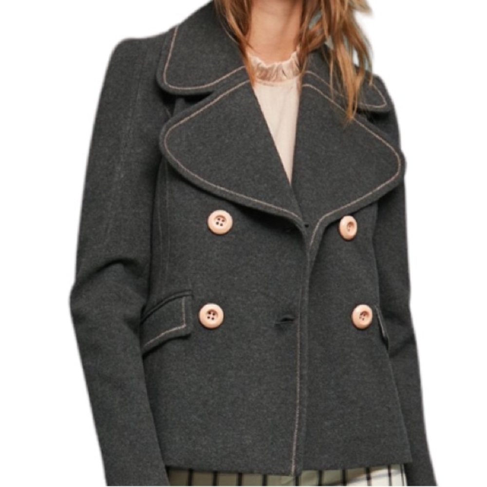 ETT:TWA for Anthropologie Ultimate Peacoat in Gray Size 12